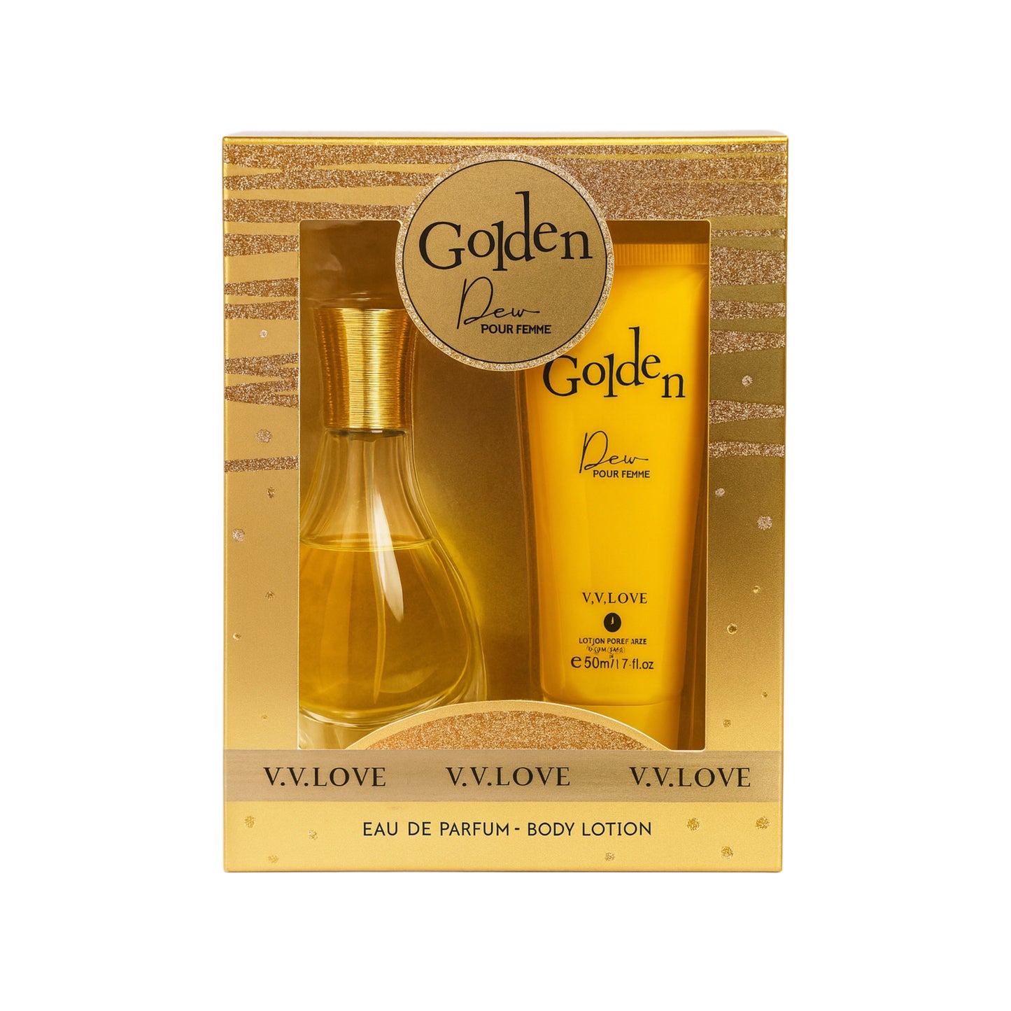V.V. LOVE Golden Dew Pour Femme Eau de Parfum și o loțiune de corp