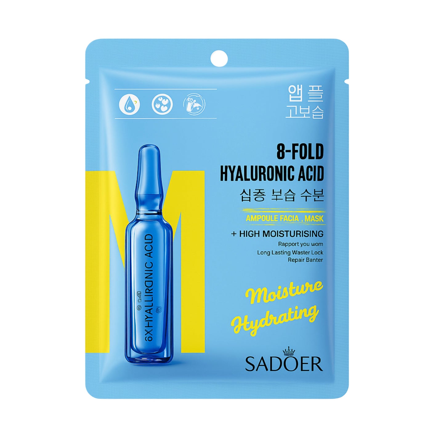 Mască facială SADOER cu 8 tipuri de acid hialuronic SD47021