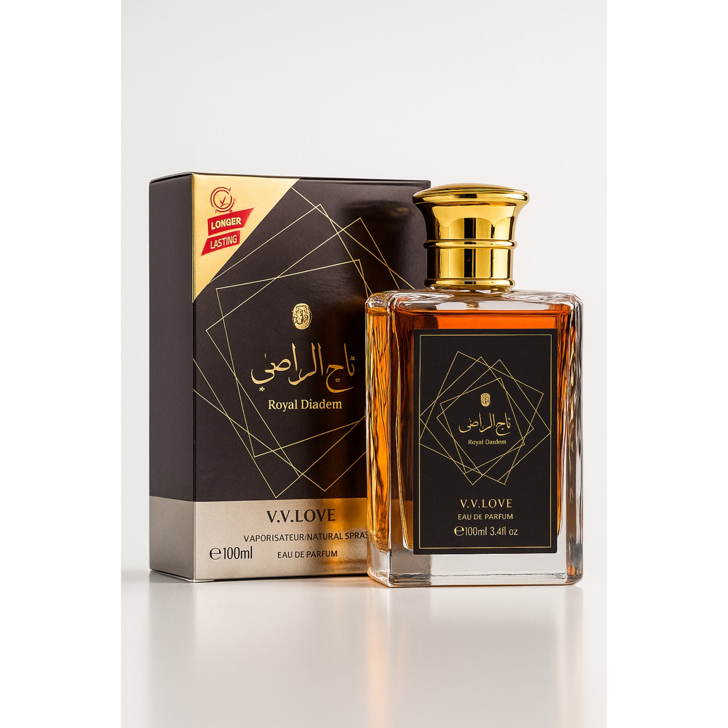 V.V.Love Royal Diadem eau de parfum 100ml bottle with elegant black and gold packaging