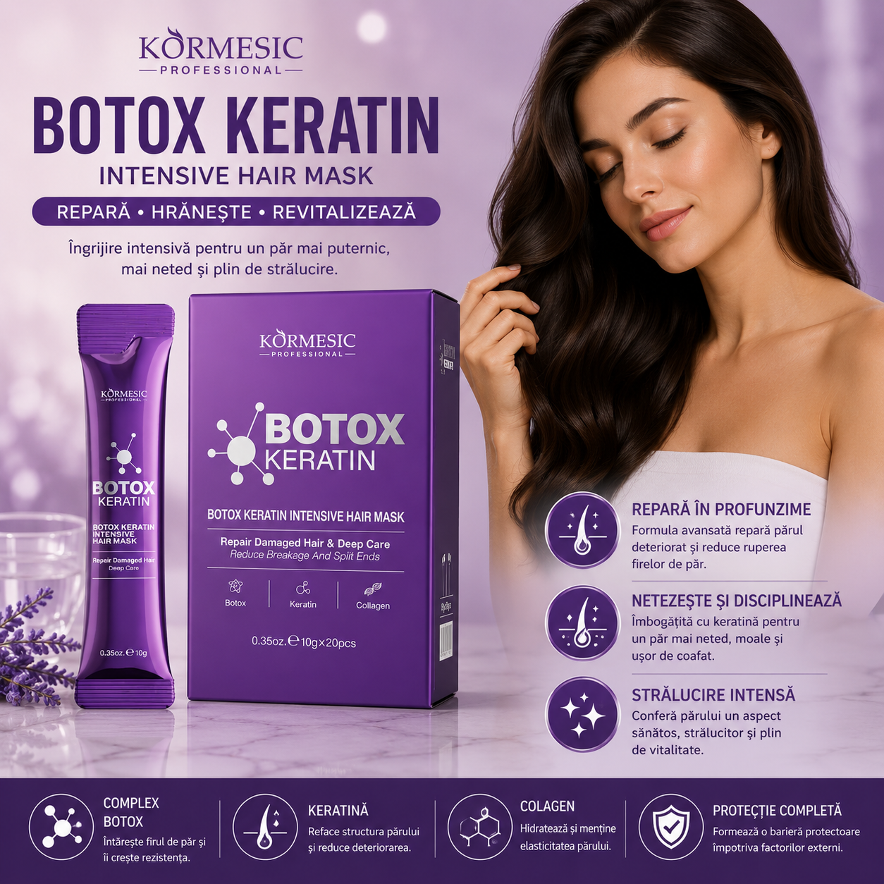 KORMESIC PROFESSIONAL – BOTOX KERATIN Mască Intensivă pentru Păr 20×10g KMC22591