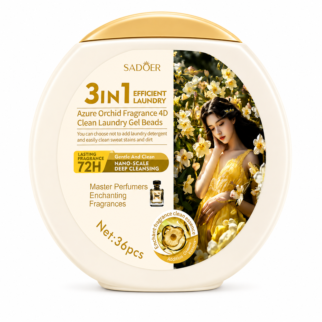 SADOER CAPSULE PENTRU RUFE SADOER 3 ÎN 1 CU PARFUM DE ORHIDEE ȘI PARFUM 36 BUC SD79736