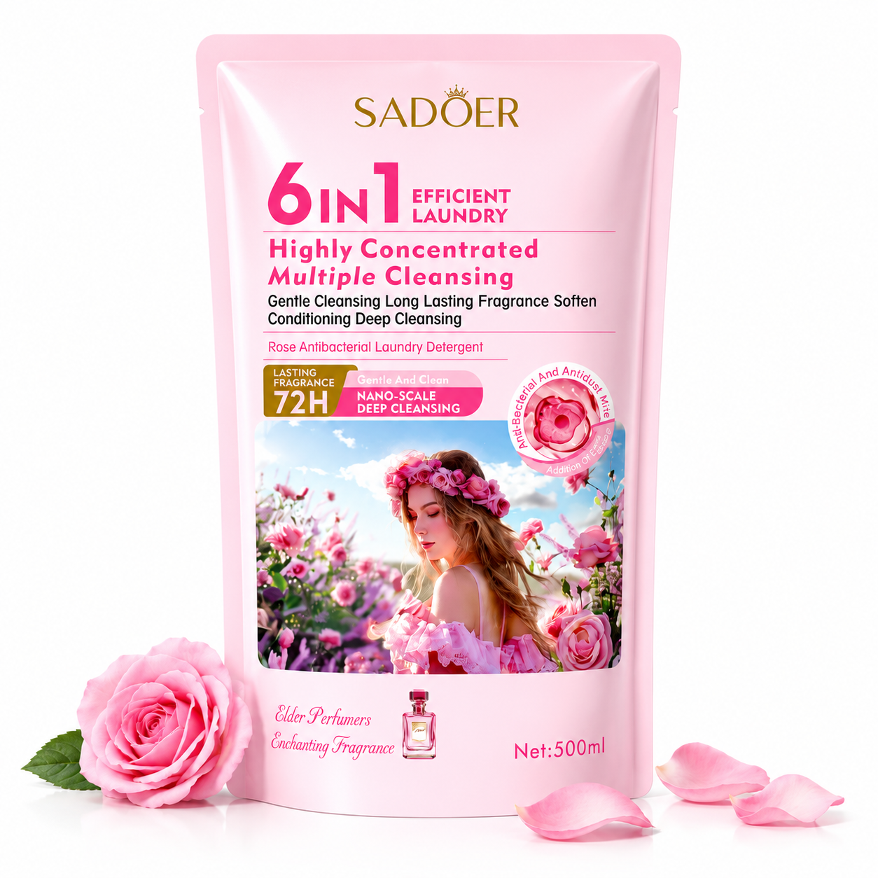 SADOER DETERGENT LICHID PENTRU RUFE SADOER 6 ÎN 1 REZERVĂ 500 ML SD49216
