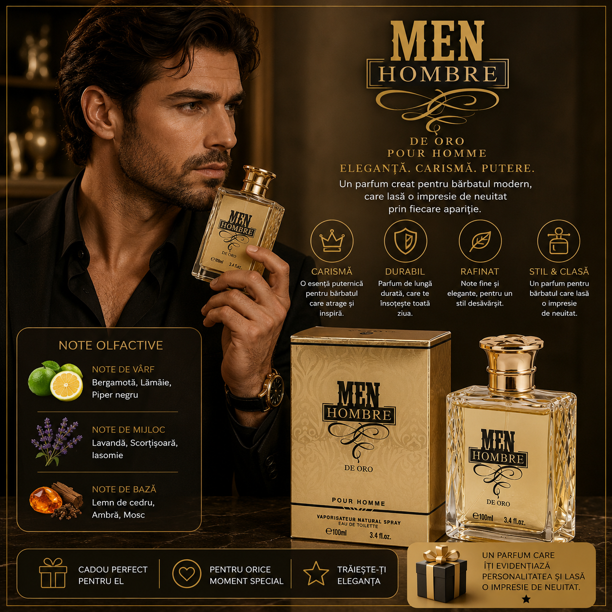 V.V.LOVE MEN HOMBRE DE ORO EAU DE TOILETTE PENTRU BĂRBAȚI 100 ML VL8901-50