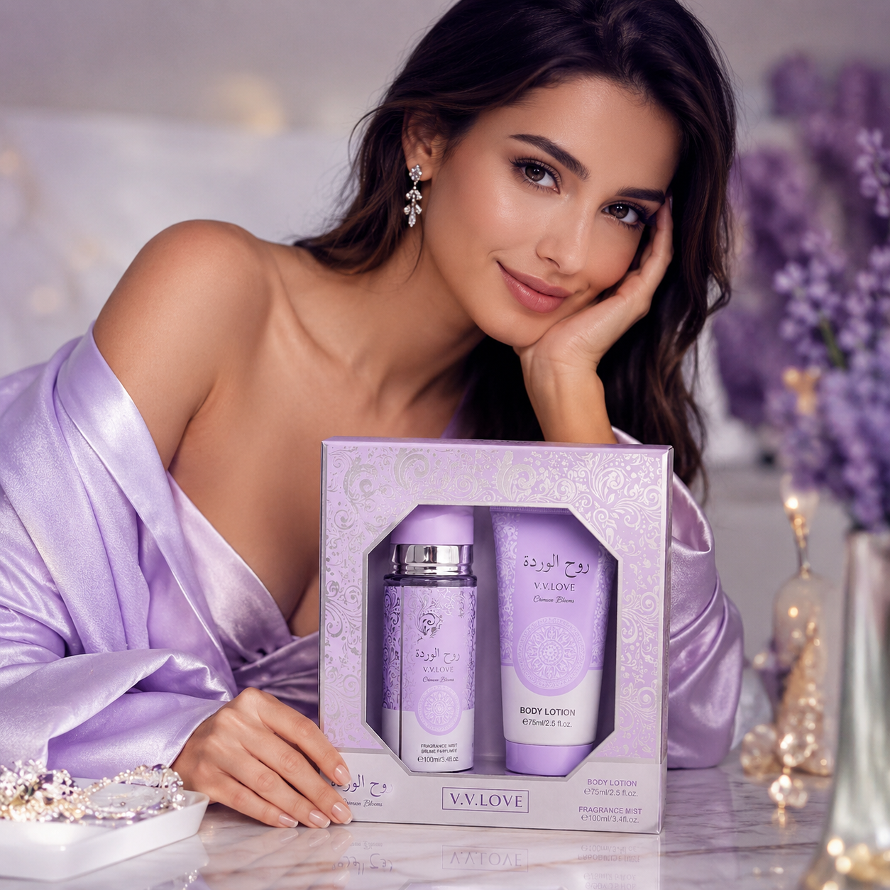 V.V.LOVE CRIMSON BLOOMS GIFT SET Fragrance Mist 100ML + Body Lotion 75ML.