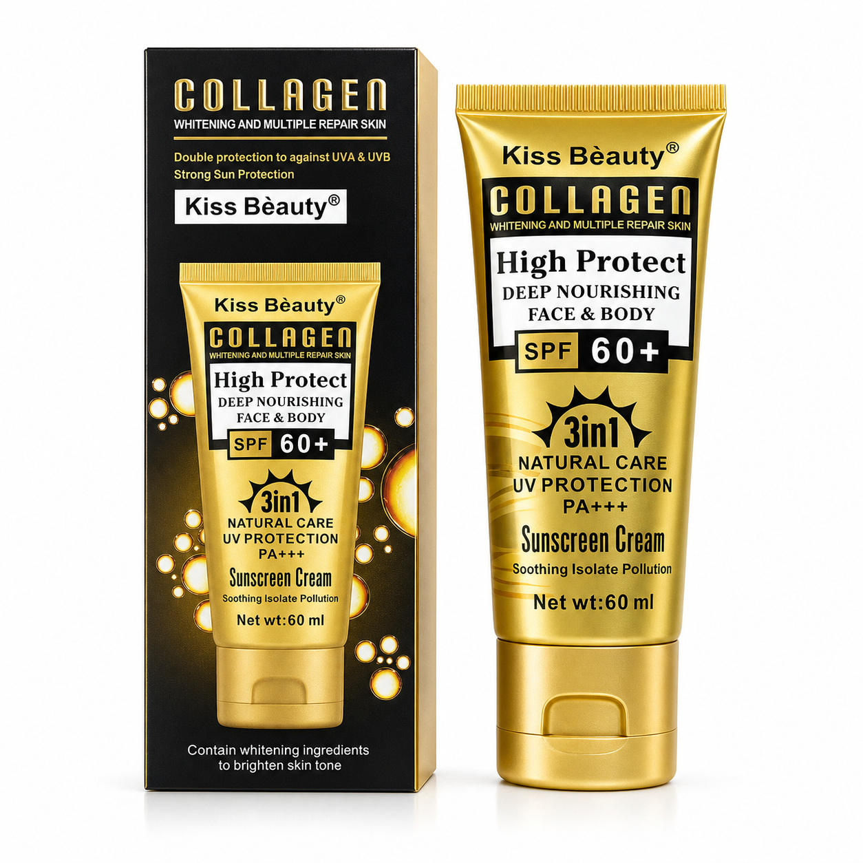 Kiss Beauty Collagen Sunscreen Cream SPF 60+ PA+++ 60ml