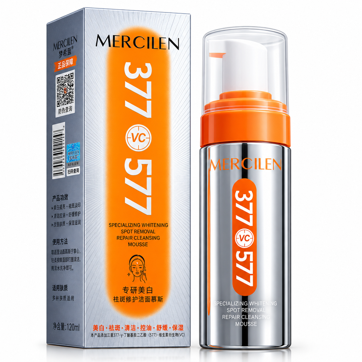 MERCILEN 377 VC 577 – Spumă de Curățare Facială Iluminatoare pentru Ten cu Pete 100 ml MXL6730