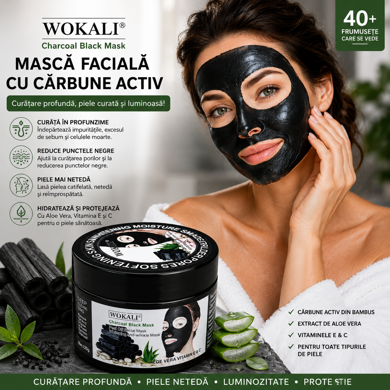 WOKALI Charcoal Black Mask Peel Off Facial Mask 300ml