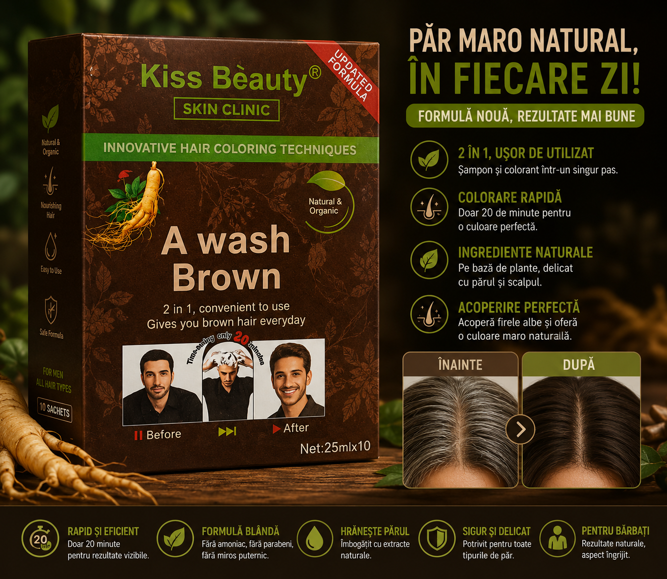Șampon colorant Kiss Beauty Skin Clinic A Wash Brown