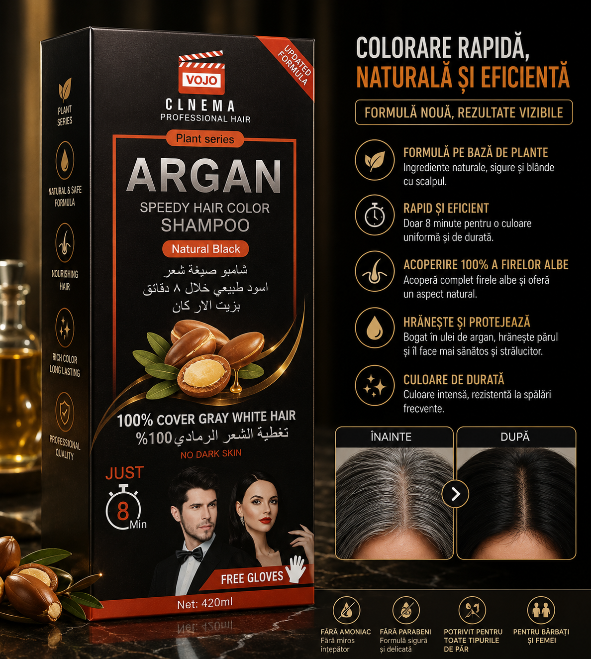 Șampon colorant VOJO Cinema Professional Hair cu ulei de argan