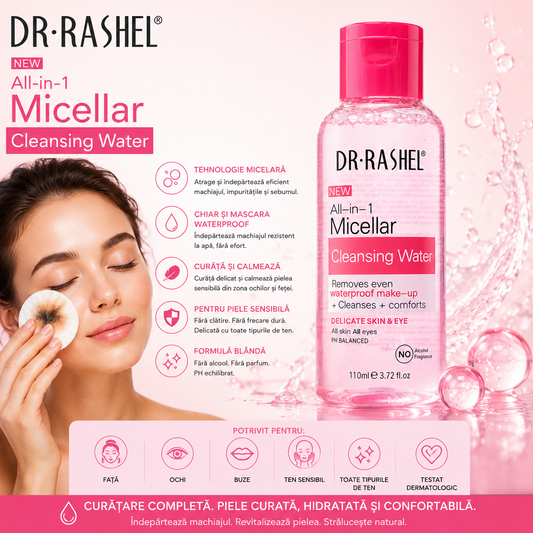 Apă micelară roz All-in-1 – DR.RASHEL Cleansing Water (110 ml)