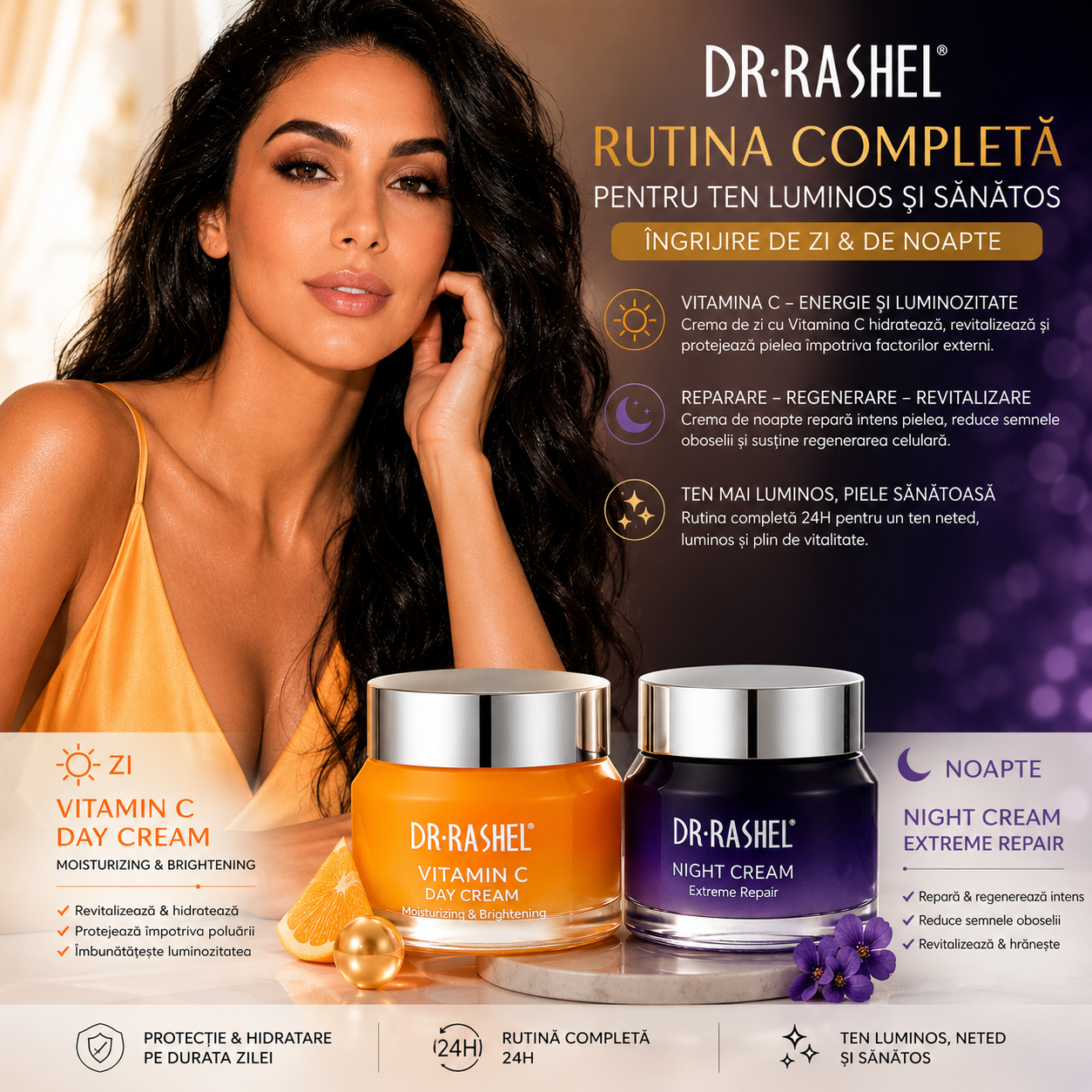 Dr. Rashel Cremă de zi cu vitamina C cremă de noapte cu retinol (2 x 50 g) DRL-1723