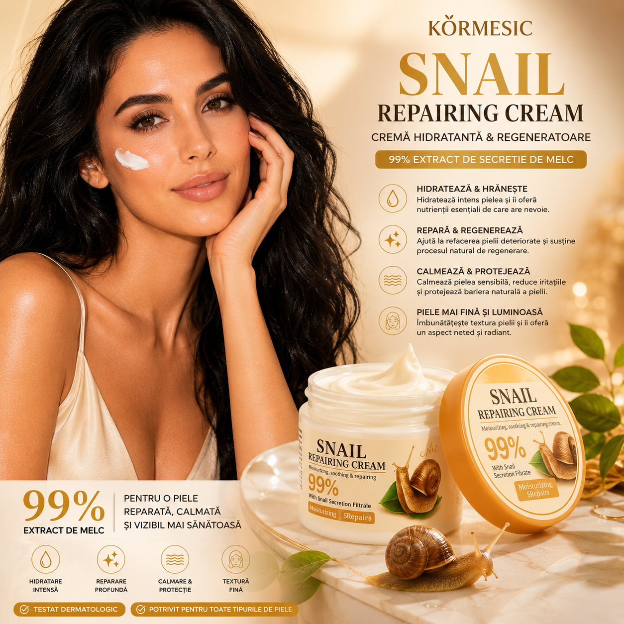 Wokali Snail Cremă reparatoare cu 99% saliva de melc WKL519