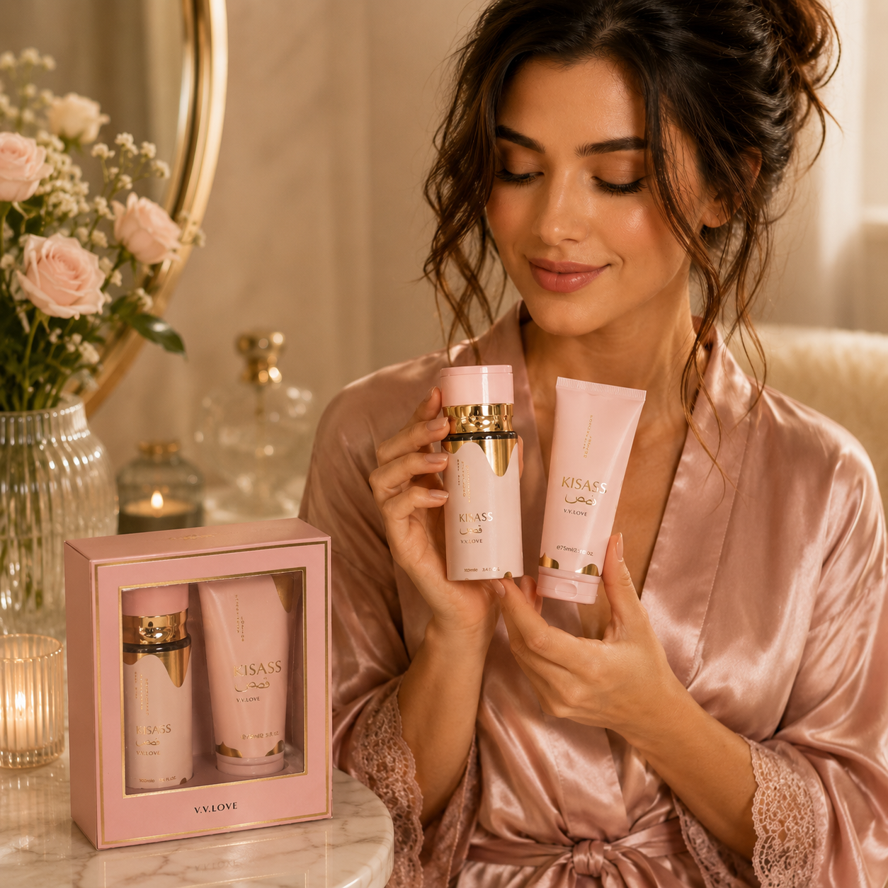 V.V.LOVE KISASS FRAGRANCE GIFT SET Spray parfumat 100ML + Loțiune parfumată 75ML.