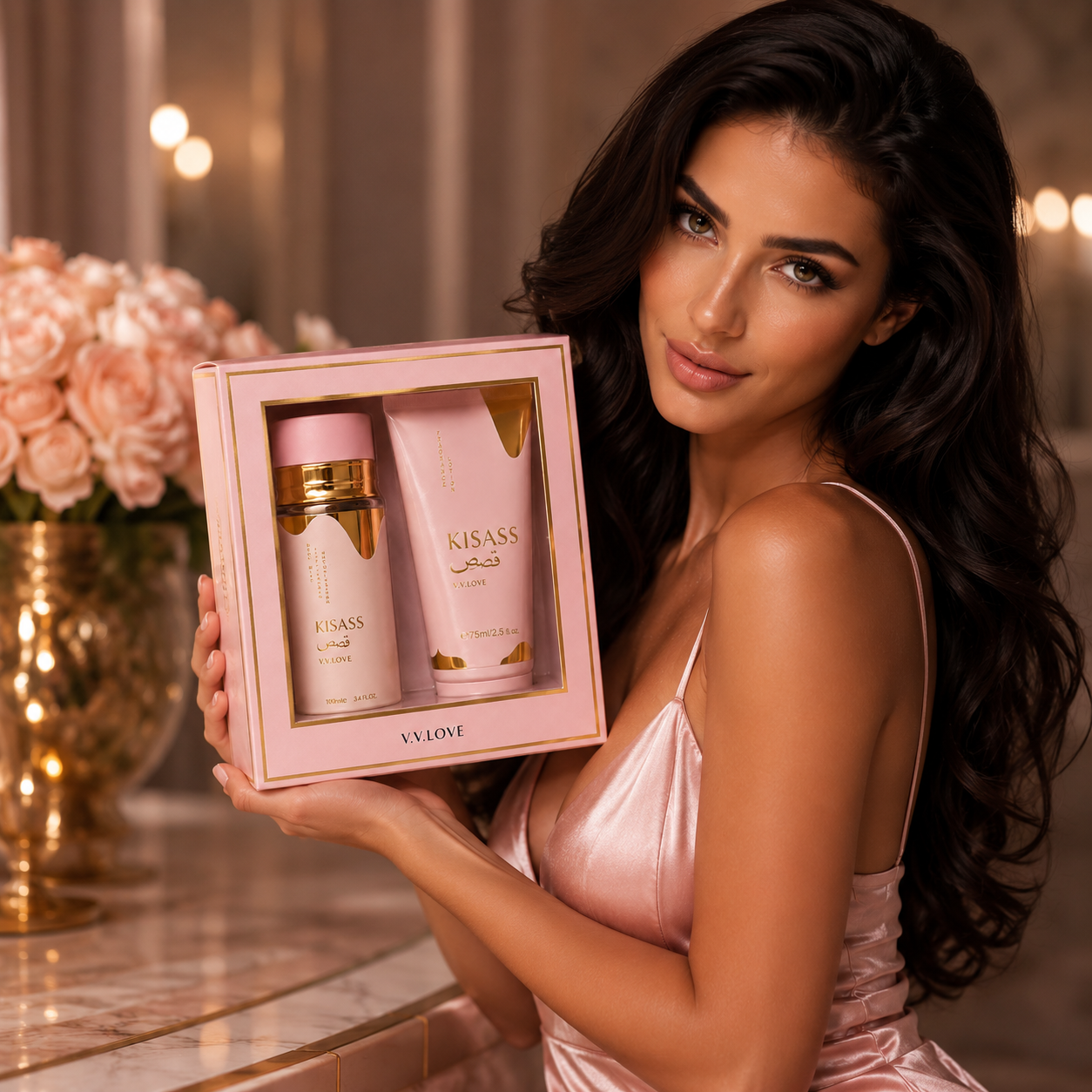 V.V.LOVE KISASS GIFT SET Fragrance Mist 100ML + Fragrance Lotion 75ML.
