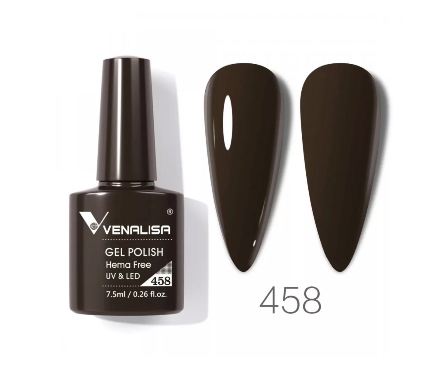 Venalisa gel polish bottle 458 with dark brown nail color samples for cosmetic import