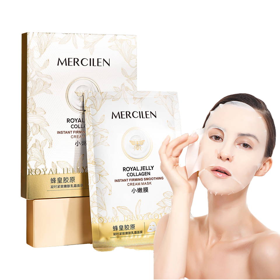 MERCILEN Mască Facială cu Lăptișor de Matcă și Colagen – Royal Jelly Collagen pentru Fermitate, Hidratare și Netezire – MXL4767