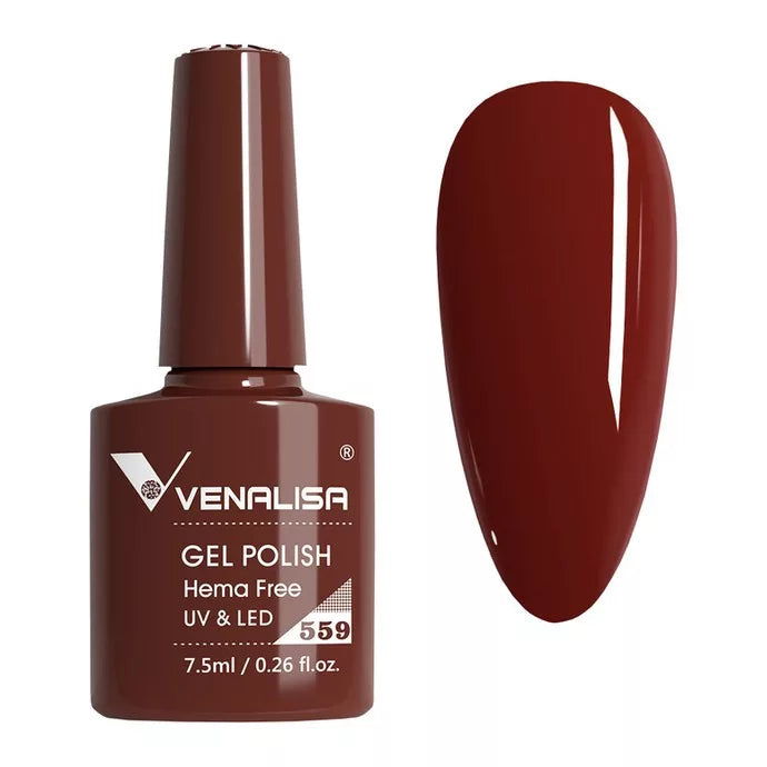 Venalisa brown gel nail polish bottle and swatch, UV LED, 7.5ml, cosmetic import product
