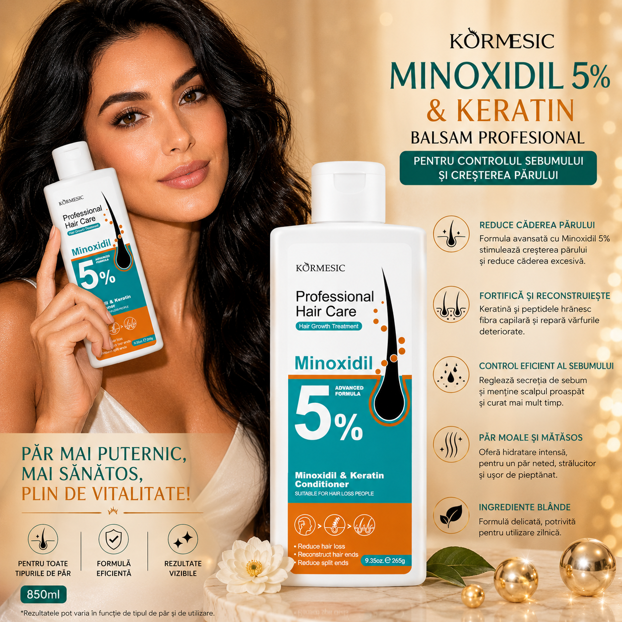 Kormesic Balsam cu minoxidil 5% și keratină 265g KMC798436