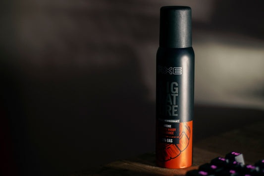 a black and orange bottle