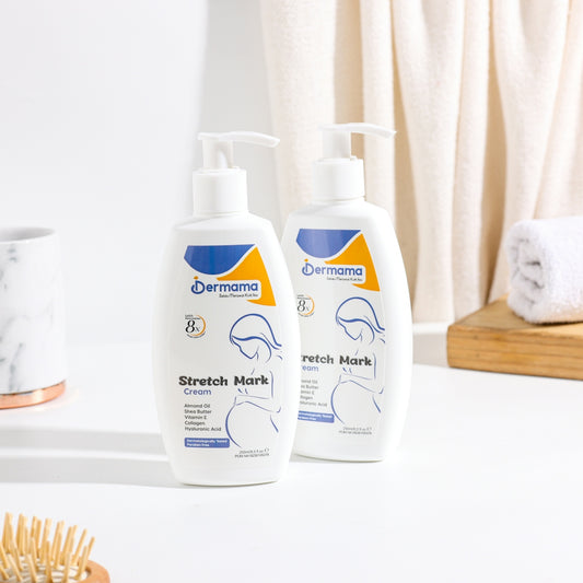 A couple of bottles of lotion sitting on a counter