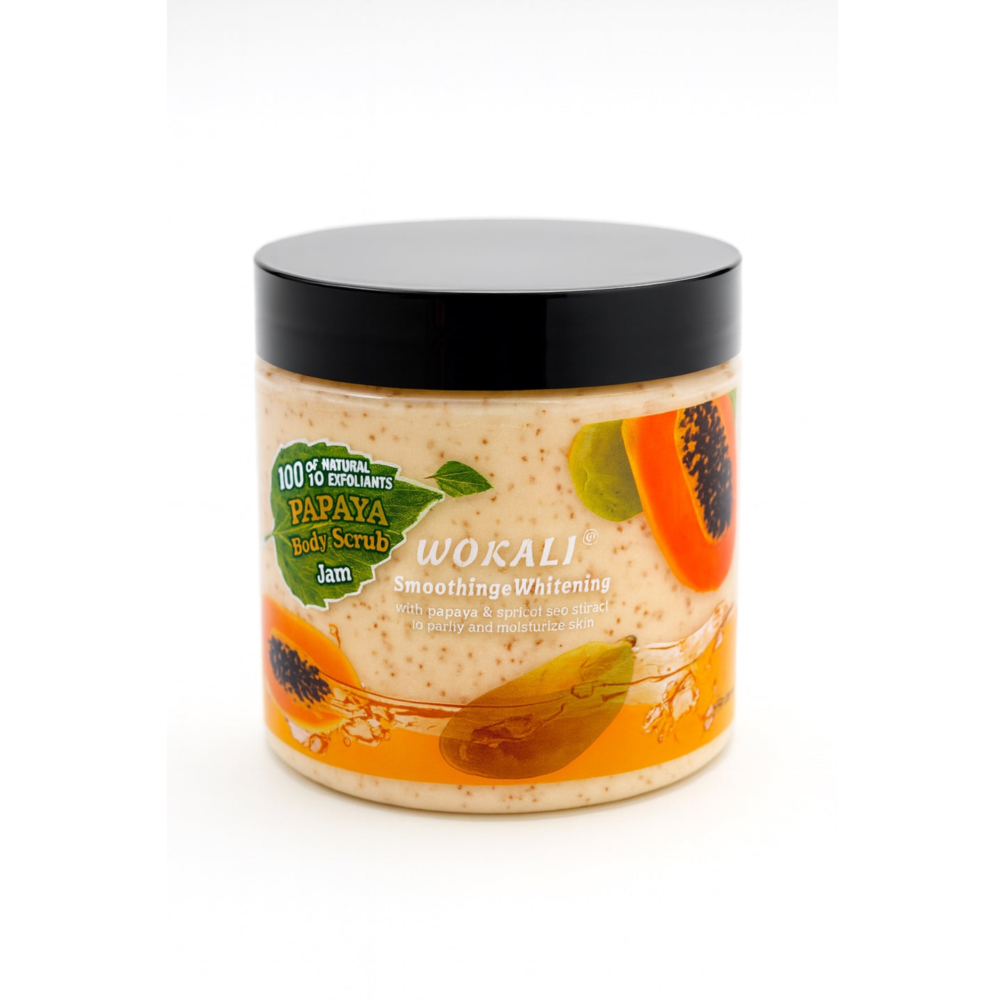 Wokali Papaya Body Scrub Jar for skin care, natural exfoliant, import cosmetics