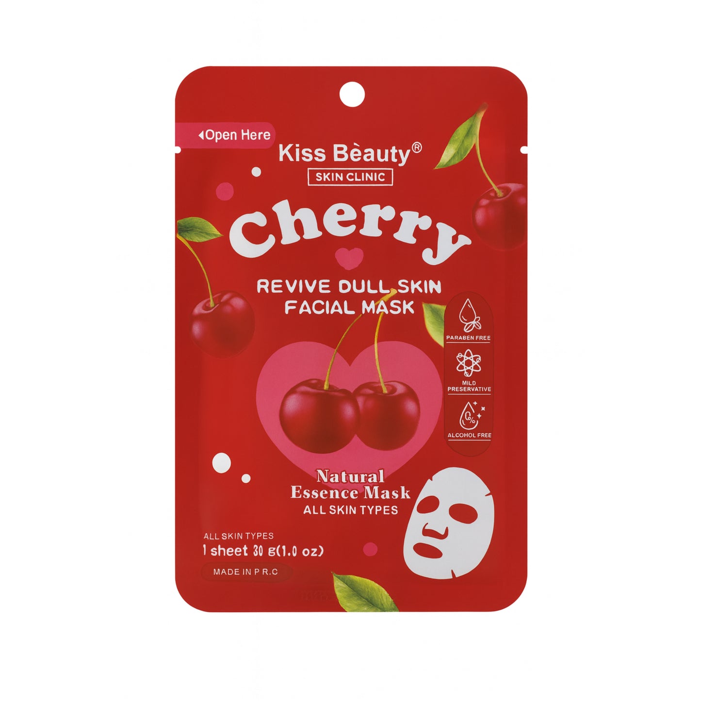 Masca facială Kiss Beauty revitalizantă cu cireșe  Cherry 1380-071