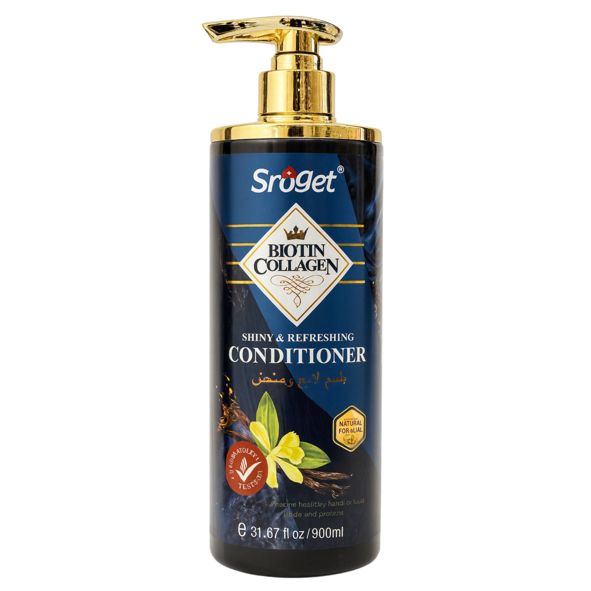 Sroget Biotin Collagen conditioner with gold pump, shiny refreshing hair care, 900ml bottle