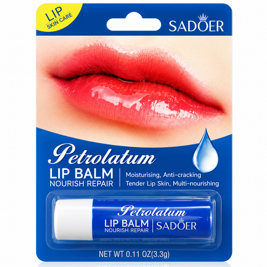 SADOER Petrolatum Lip Balm 3,3g – Balsam Hidratant și Reparator pentru Buze Uscate