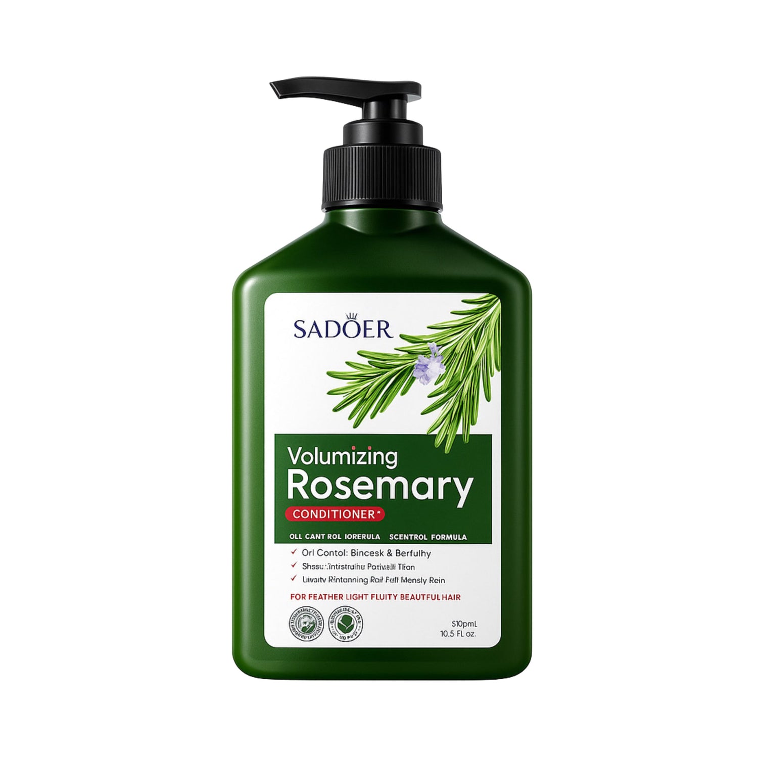 SADOER Volumizing Rosemary conditioner bottle, green packaging, import cosmetic product