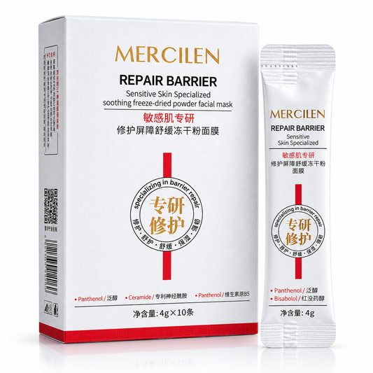 MERCILEN Mască Facială Repair Barrier pentru Ten Sensibil cu Ceramide, Panthenol și Bisabolol – Calmarea, Hidratarea și Susținerea Barierei Pielii, 10 × 4 g – MXL4262