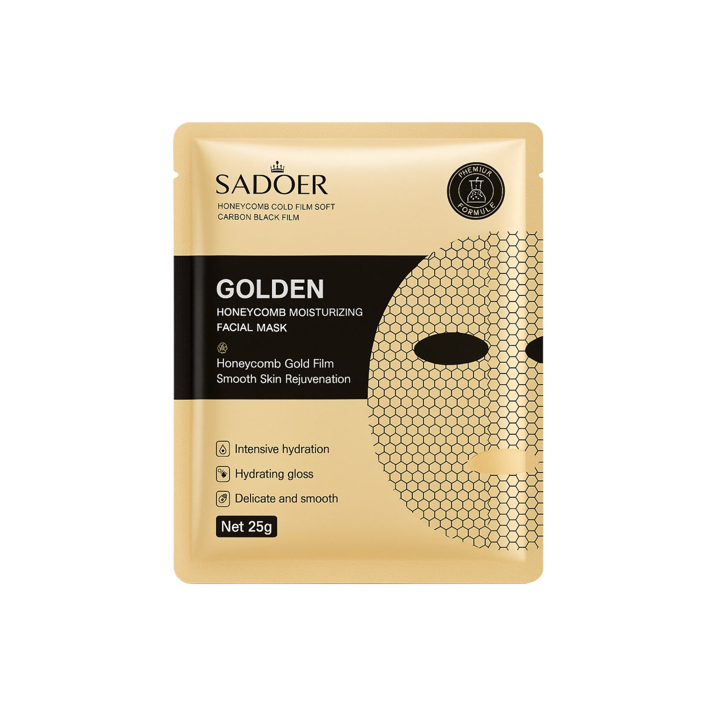 SADOER Golden Honeycomb Moisturizing Facial Mask packaging, import cosmetics, skincare