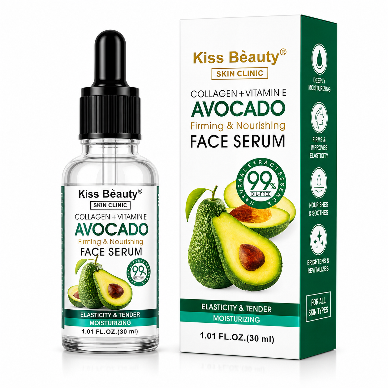 Kiss Beauty Avocado Face Serum – Collagen + Vitamin E