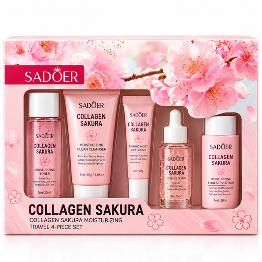 SADOER Collagen Sakura – Set Îngrijire Facială cu Colagen, 5 Produse