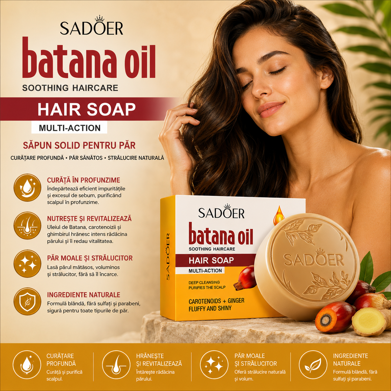 Săpun de păr cu ulei de batană Sadoer 100 gr. SD72768