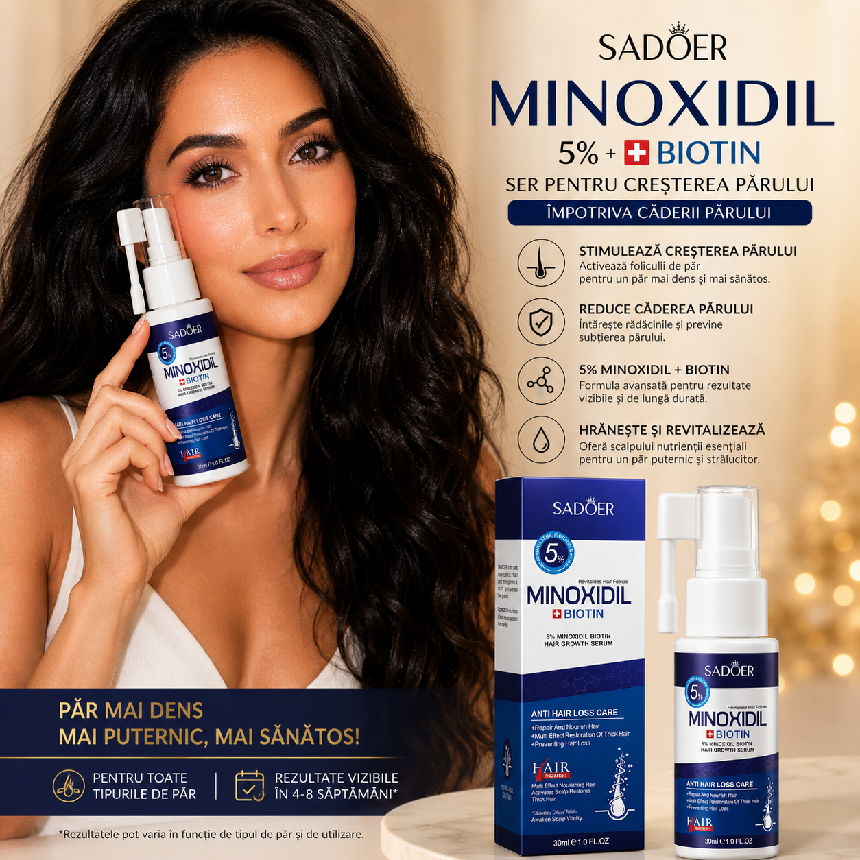 SADOER MINOXIDIL 5% + BIOTIN – SER PENTRU ÎNGRIJIREA SCALPULUI