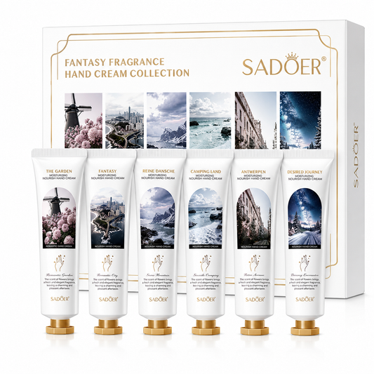 SADOER  SET CADOU – COLECȚIE DE 6 X 30 G CREME DE MÂINI PARFUMATE  SD90218