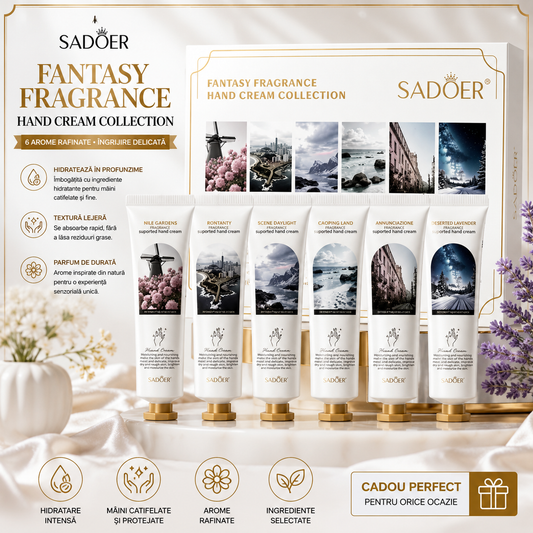 SADOER  SET CADOU – COLECȚIE DE 6 X 30 G CREME DE MÂINI PARFUMATE  SD90218