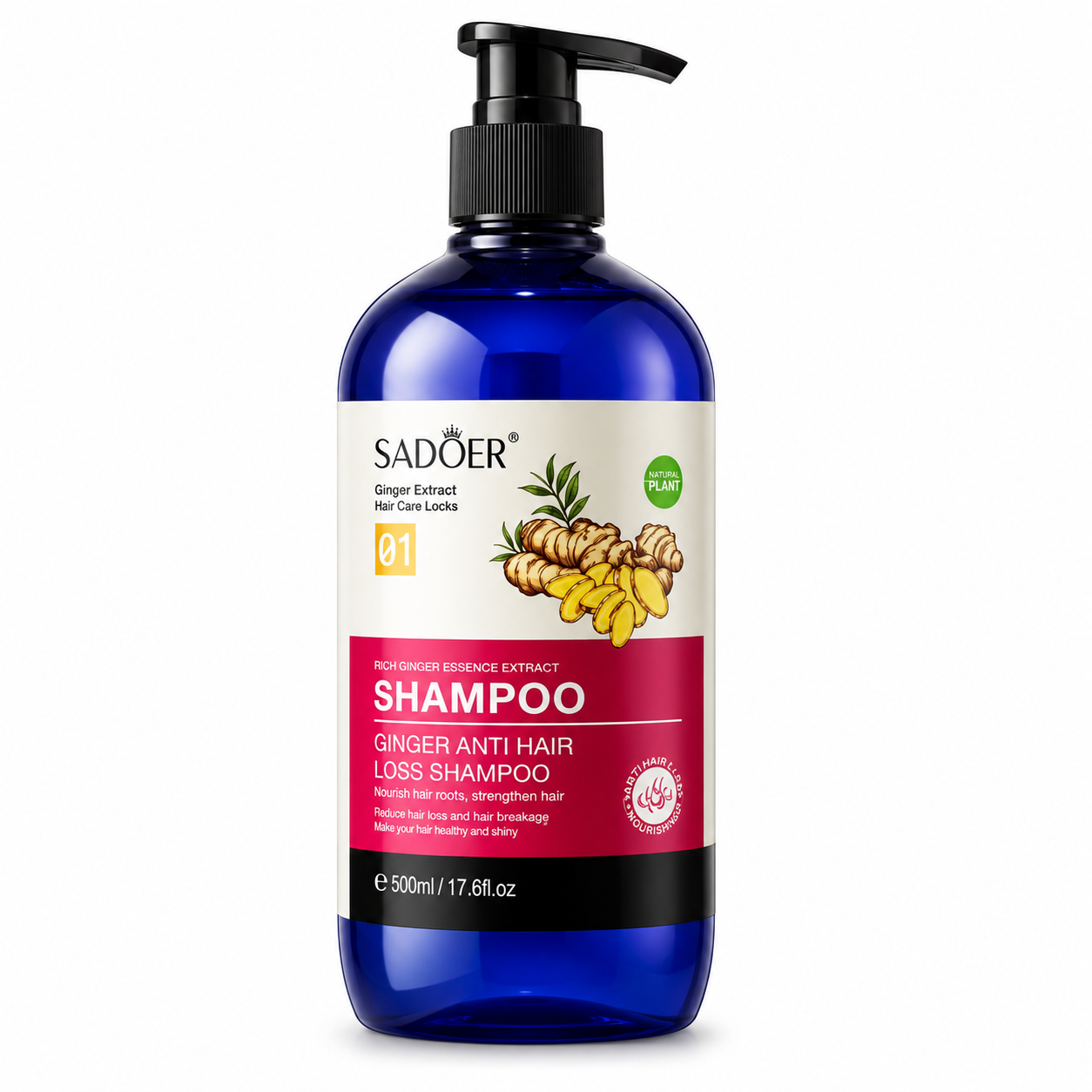 SADOER ȘAMPON CU GHIMBIR ÎMPOTRIVA CĂDERII PĂRULUI 500 ML SD90003