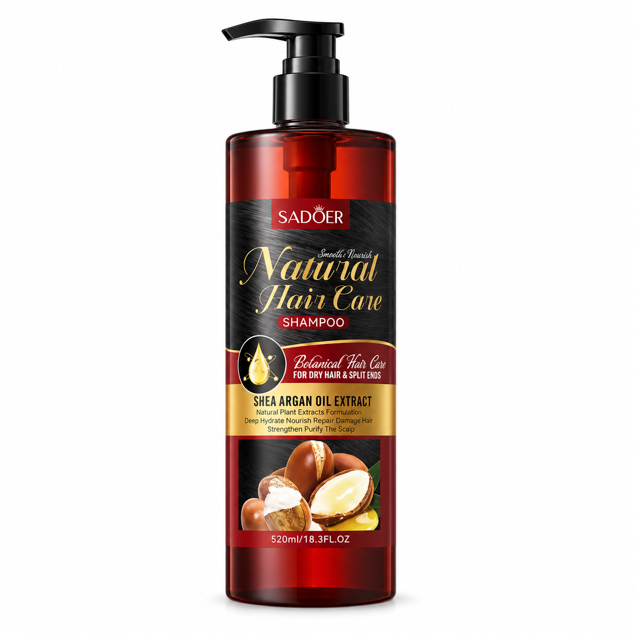 SADOER ȘAMPON CU ULEI DE ARGAN ȘI UNT DE SHEA PENTRU PĂR USCAT ȘI VÂRFURI DESPICATE 520 ML SD16713