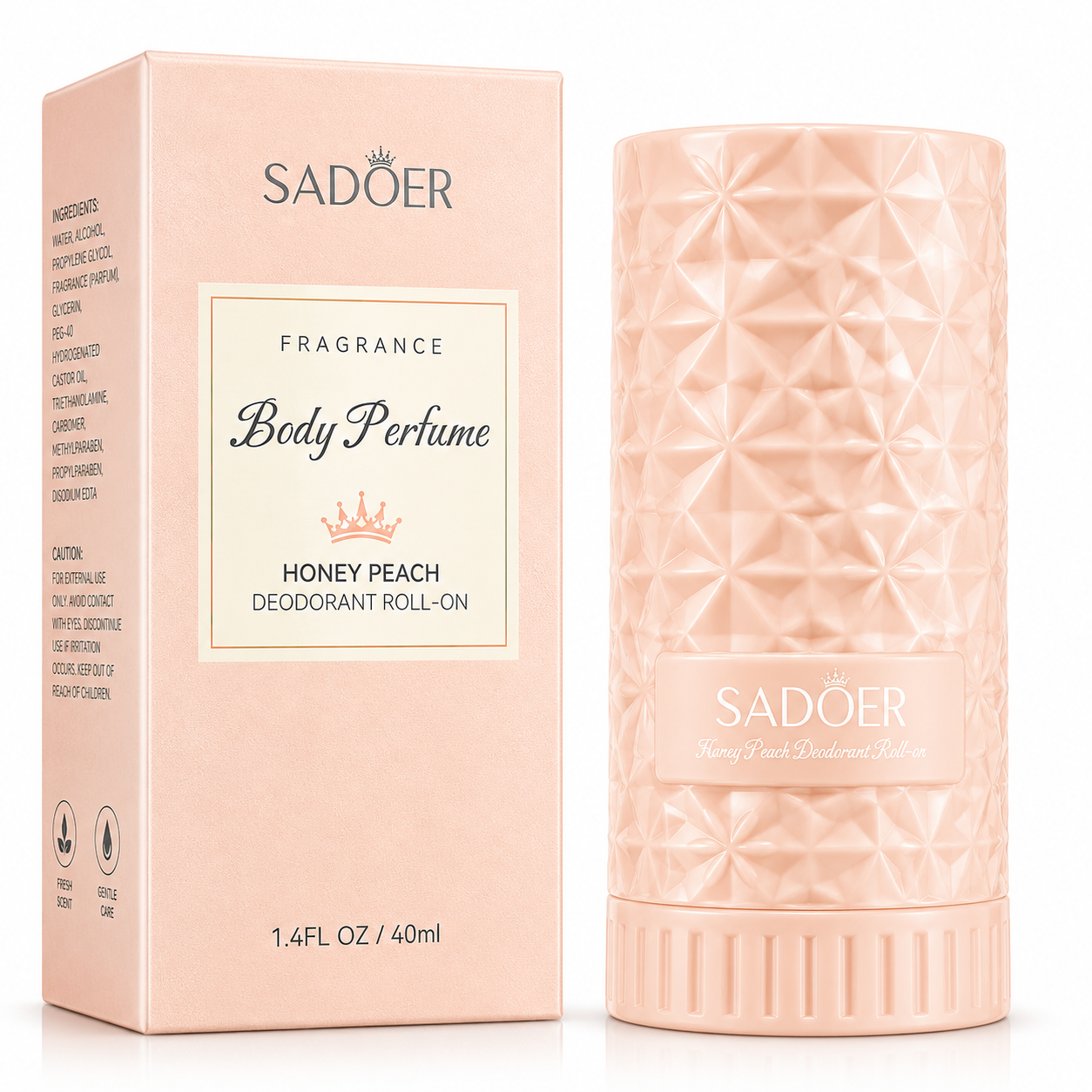 SADOER FRAGRANCE BODY PERFUME HONEY PEACH DEODORANT ROLL-ON 40ML