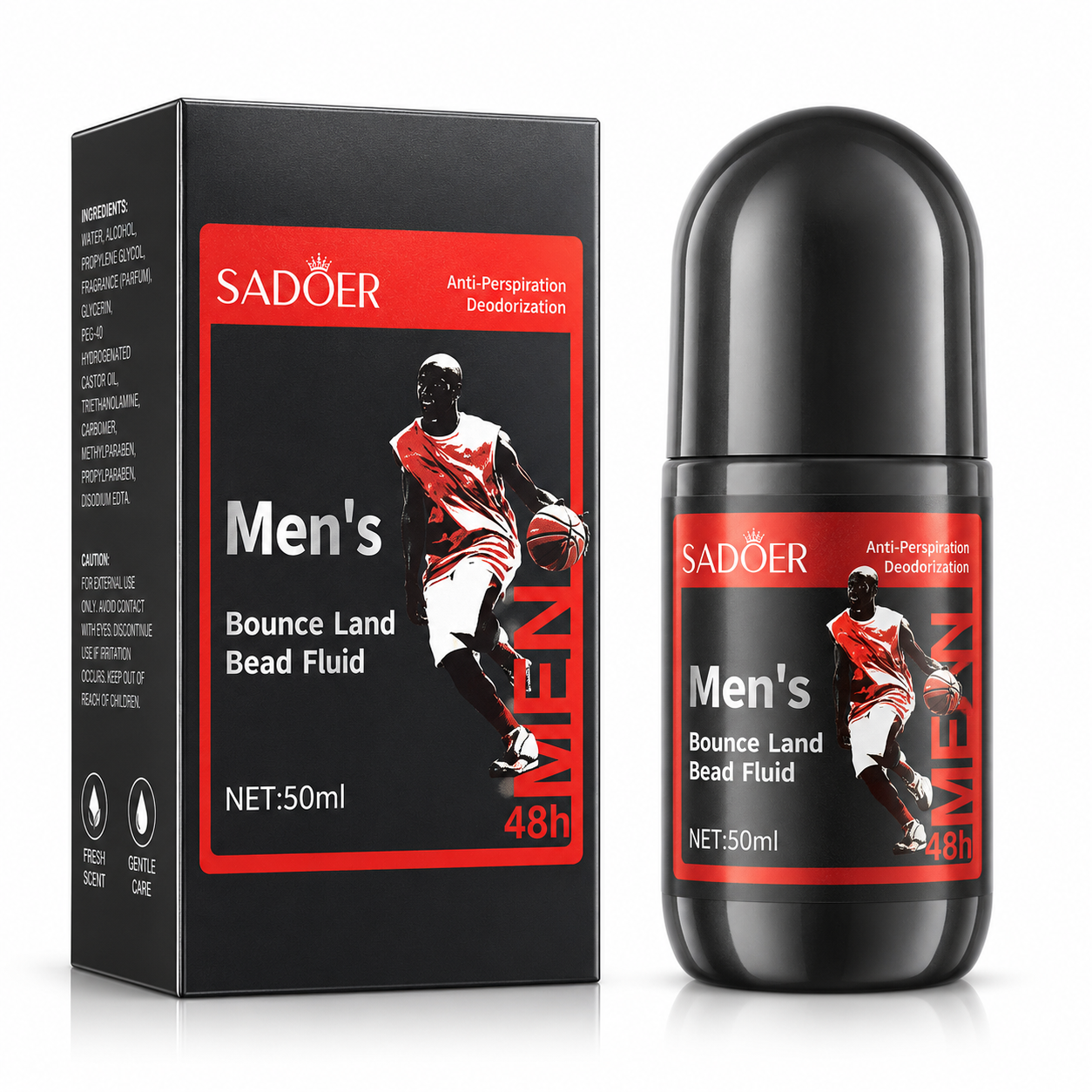 SADOER MEN’S BOUNCE LAND BEAD FLUID DEODORANT ROLL-ON 50ML