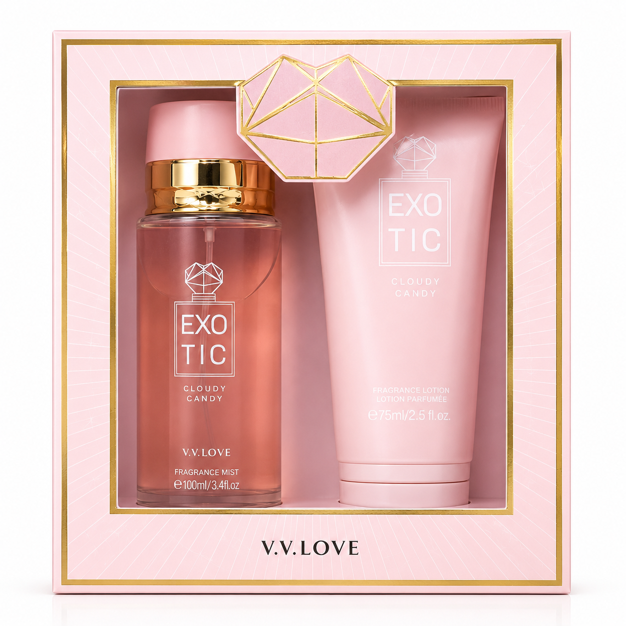 V.V.LOVE EXOTIC CLOUDY CANDY GIFT SET Fragrance Mist 100ML + Fragrance Lotion 75ML.