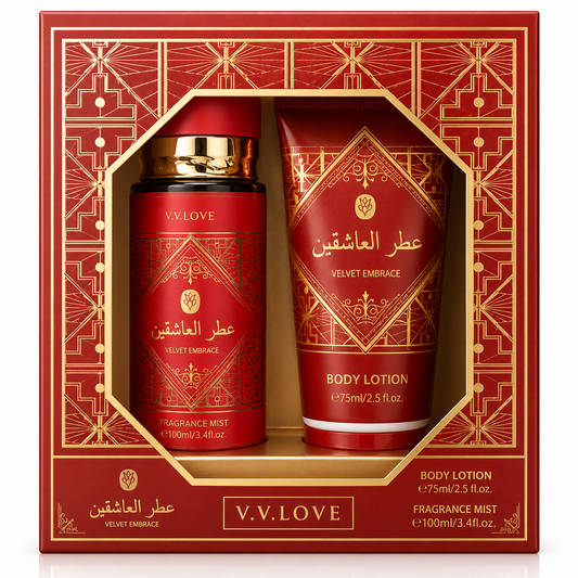 V.V.LOVE VELVET EMBRACE GIFT SET Fragrance Mist 100ML + Body Lotion 75ML.