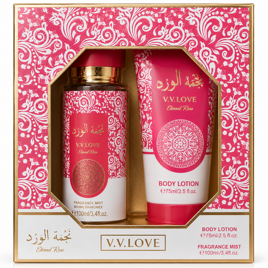 V.V.LOVE ETERNAL ROSE GIFT SET Fragrance Mist 100ML + Body Lotion 75ML.