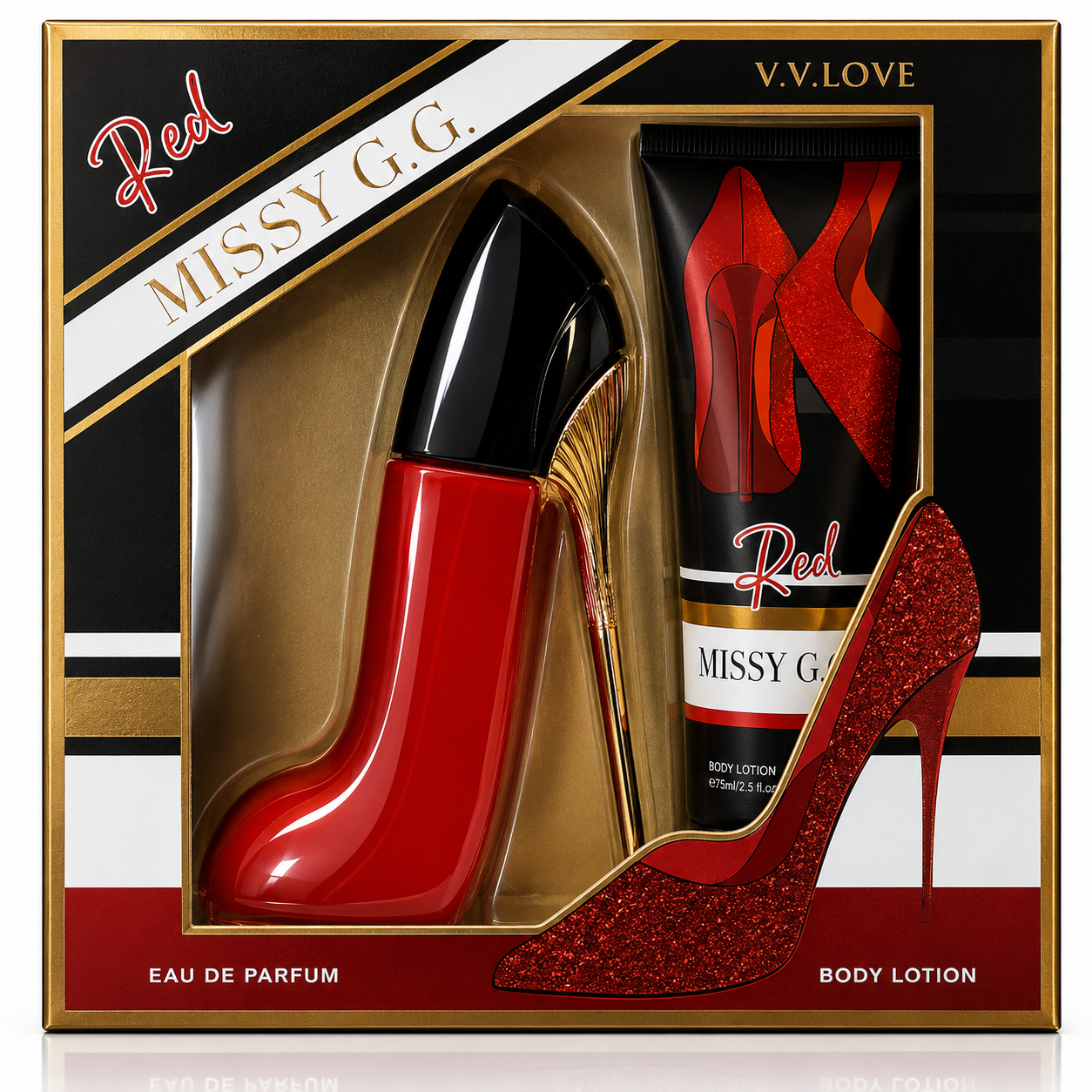 V.V.LOVE RED MISSY G.G. GIFT SET Eau de Parfum + Body Lotion.