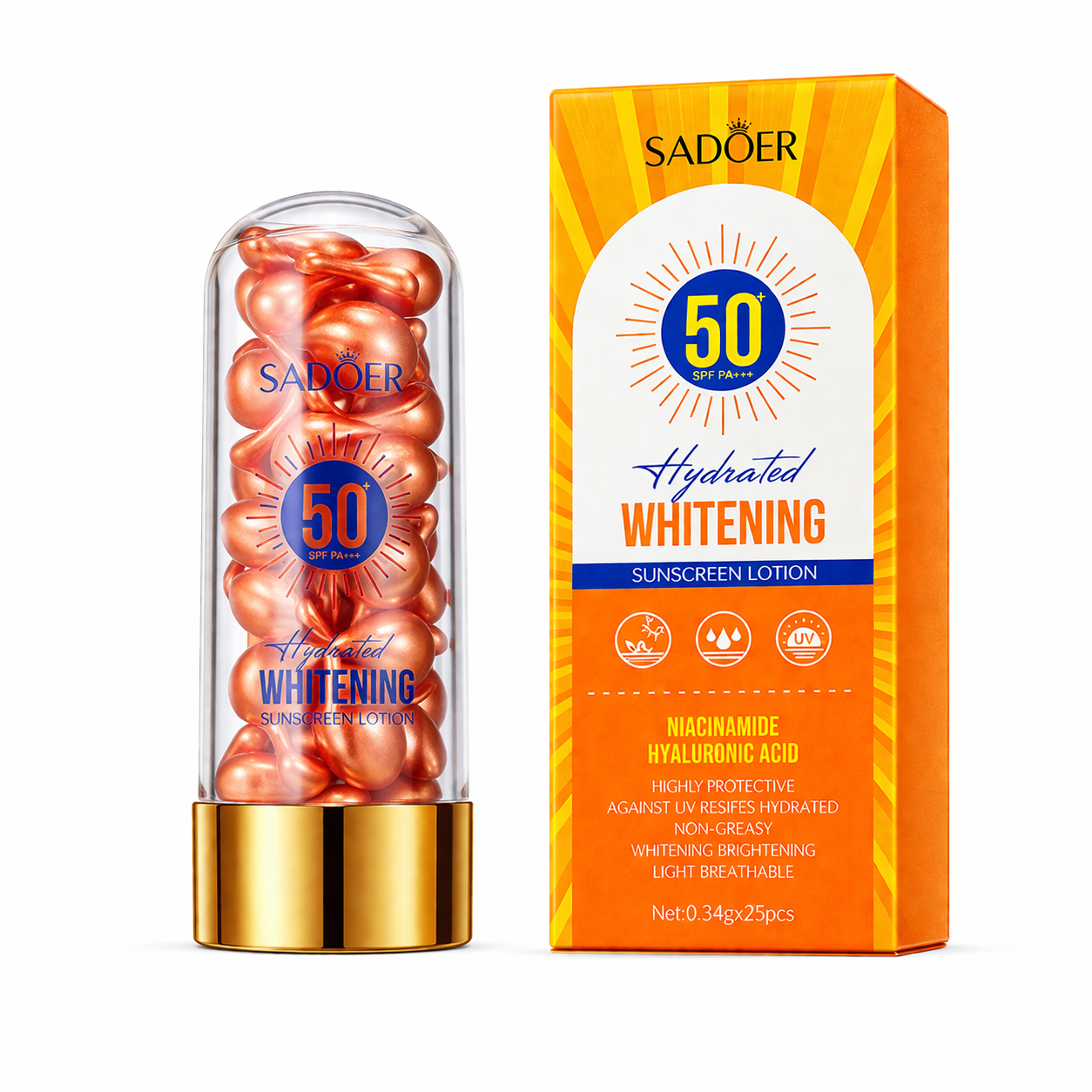 SADOER Hydrated Whitening Sunscreen Lotion Capsule SPF 50+ PA+++ SD01499