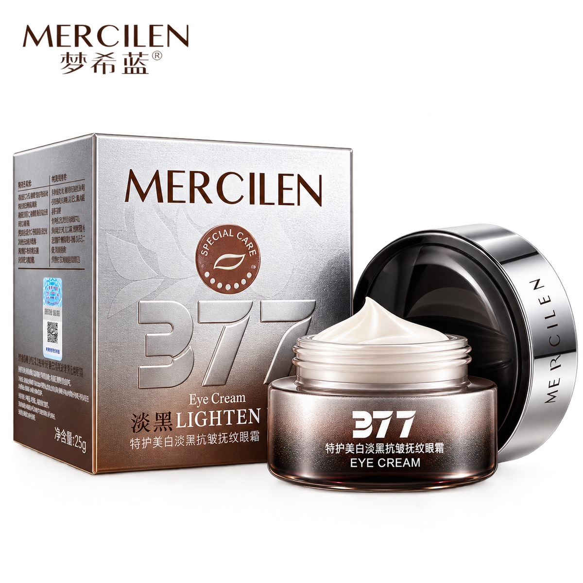 MERCILEN Cremă de Ochi 377 Light Brown – Iluminare, Hidratare, Fermitate și Îngrijire Anti-Rid 25 g – MXL5412