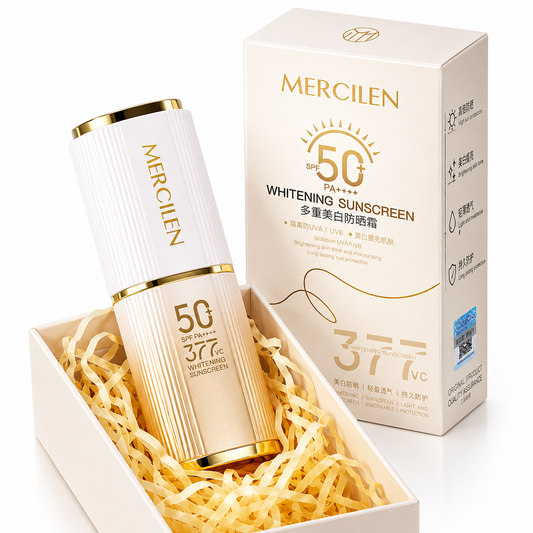 MERCILEN 377 VC Cremă de Protecție Solară SPF50+ PA+++ cu Efect Iluminator – Whitening Sunscreen pentru Față – MXL3548