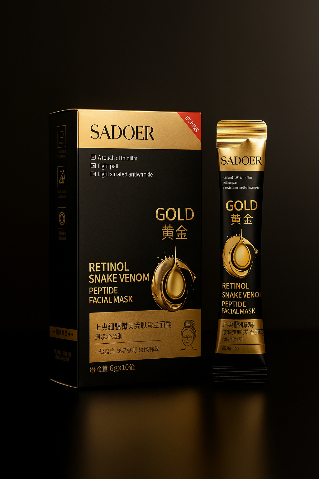 Mască de față Gold Retinol Snake Venom SADOER Peptide  10x6g  SD94438
