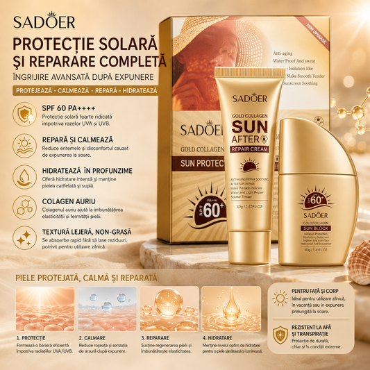 SADOER SET DE PROTECȚIE SOLARĂ SPF 60+ – LOȚIUNE DE PROTECȚIE SOLARĂ ȘI CREMĂ REGENERATOARE DUPĂ PLAJĂ SD41852